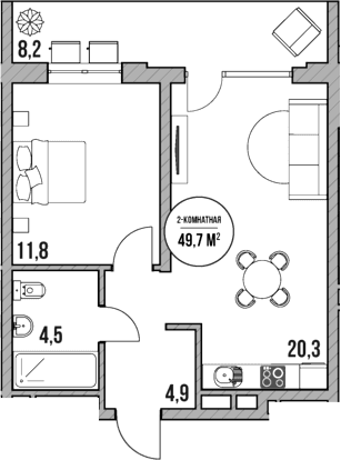 Продается 2-комн. квартира, 41.5 м²