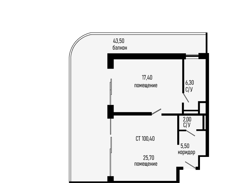 Продается 1-комн. квартира, 54.85 м²