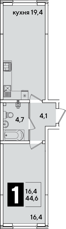 Продается 2-комн. квартира, 44.6 м²