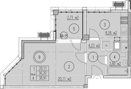 Продается 1-комн. квартира, 36.2 м²