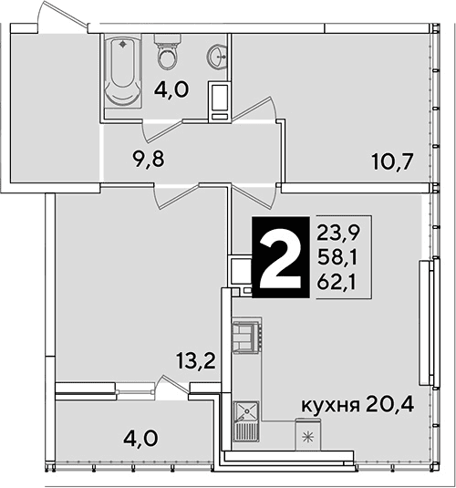 Продается 3-комн. квартира, 58.1 м²