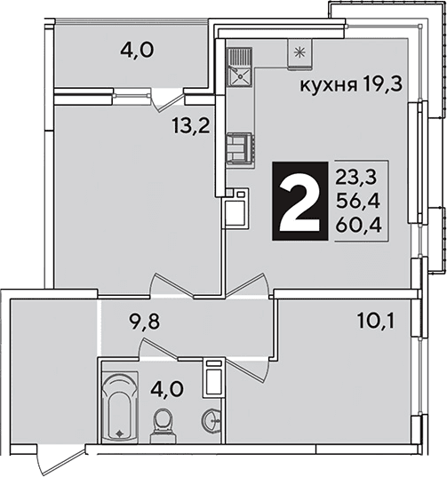 Продается 3-комн. квартира, 56.4 м²