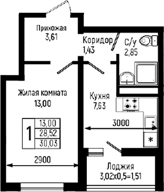 Продается 1-комн. квартира, 28.52 м²