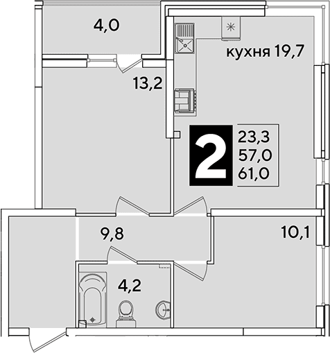 Продается 3-комн. квартира, 57 м²