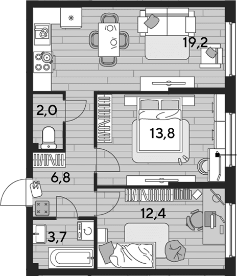 Продается 2-комн. квартира, 57.9 м²