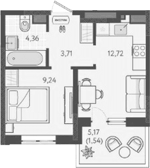 Продается 1-комн. квартира, 30.03 м²