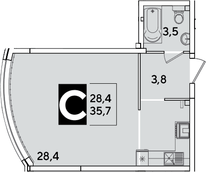 Продается 1-комн. квартира, 35.7 м²