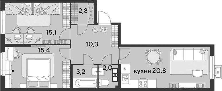 Продается 3-комн. квартира, 69.6 м²