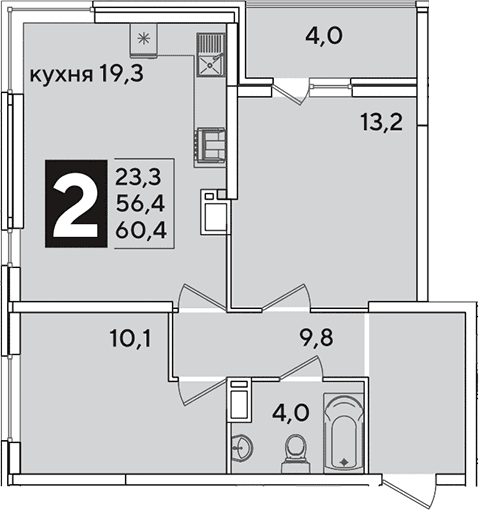 Продается 3-комн. квартира, 56.4 м²