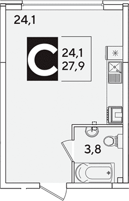 Продается 1-комн. квартира, 27.9 м²