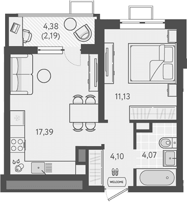 Продается 1-комн. квартира, 36.96 м²