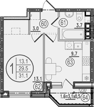 Продается 1-комн. квартира, 29.5 м²