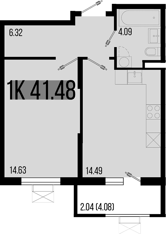 Продается 1-комн. квартира, 39.44 м²