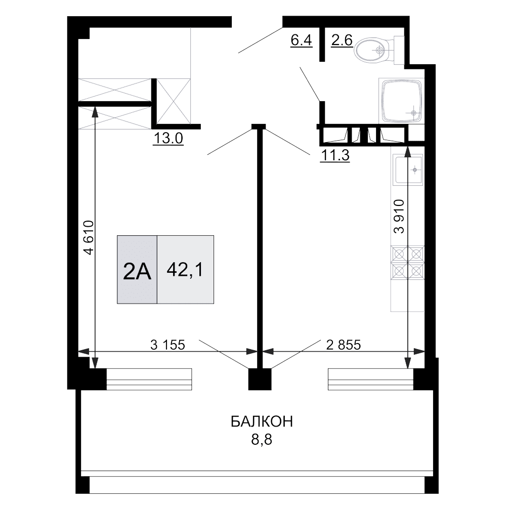 Продается 2-комн. квартира, 33.3 м²