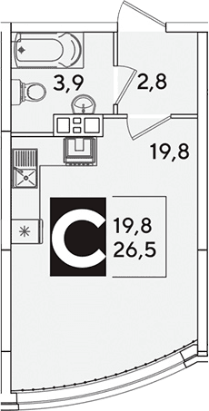 Продается 1-комн. квартира, 26.5 м²