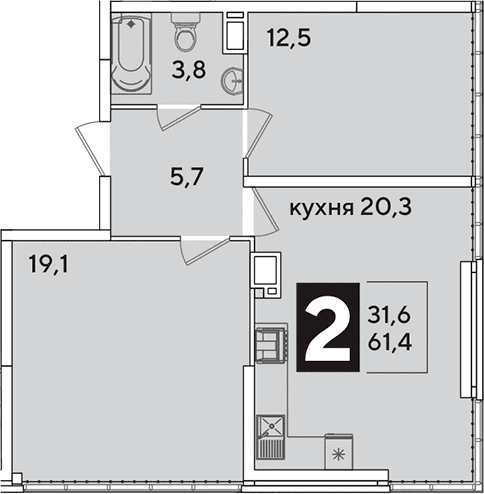 Продается 3-комн. квартира, 61.4 м²