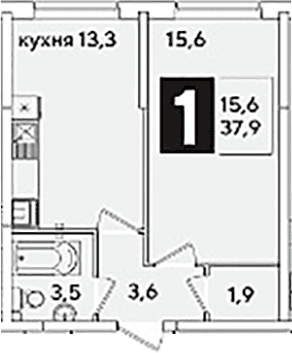 Продается 1-комн. квартира, 37.9 м²