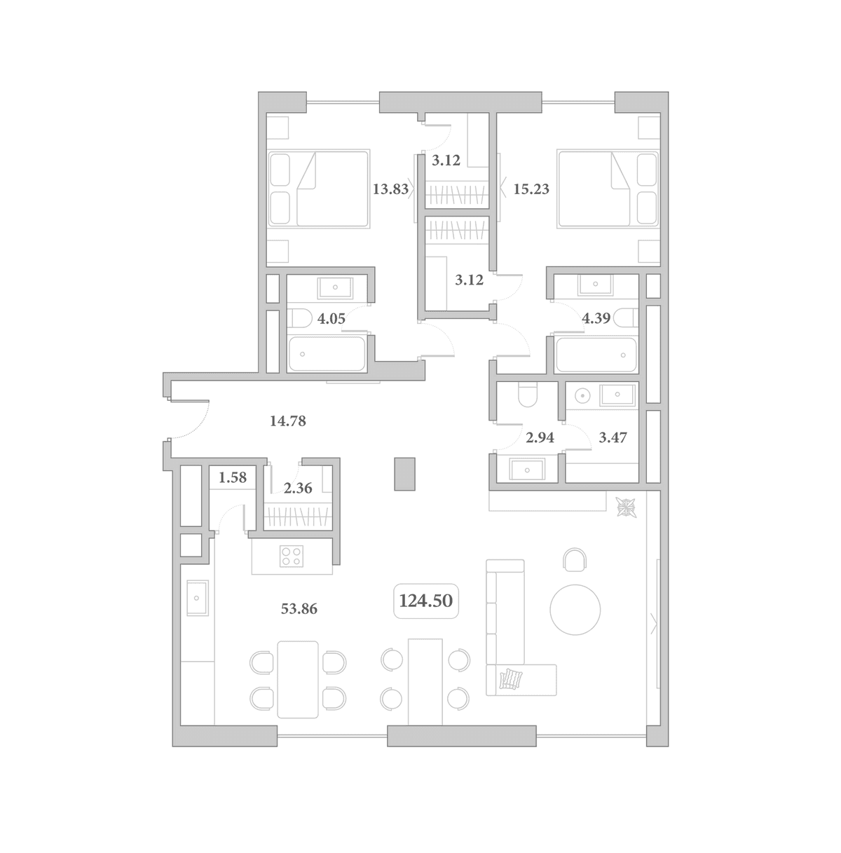 Продается 3-комн. квартира, 124.5 м²