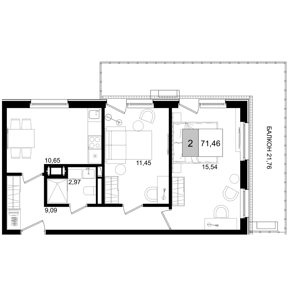 Продается 2-комн. квартира, 49.7 м²