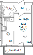 Продается 1-комн. квартира, 25.3 м²