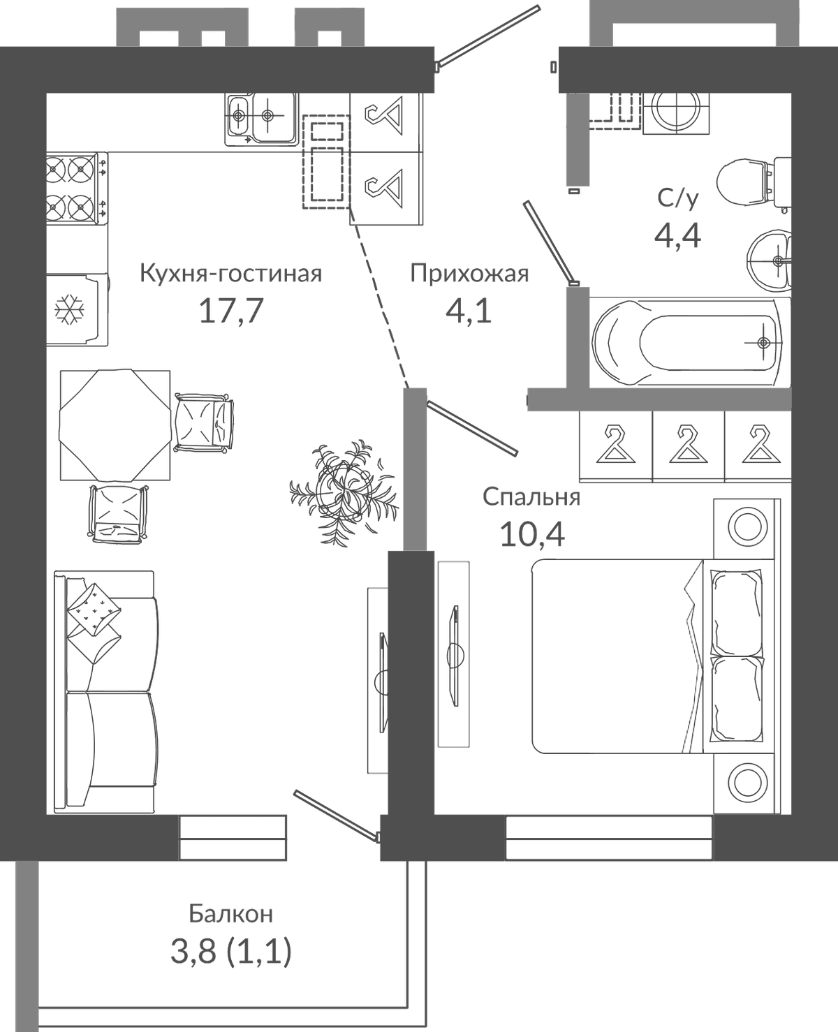 Продается 2-комн. квартира, 36.6 м²