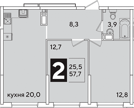 Продается 3-комн. квартира, 57.7 м²