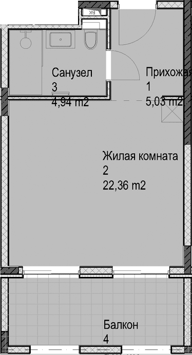 Продается 1-комн. квартира, 32.33 м²