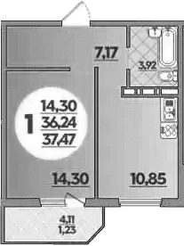Продается 1-комн. квартира, 36.24 м²