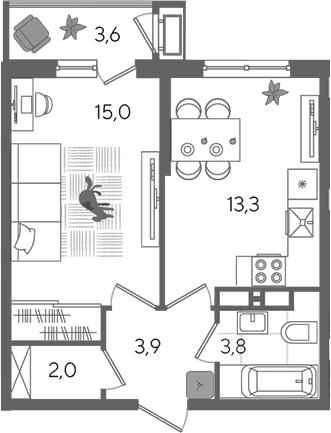 Продается 1-комн. квартира, 38 м²
