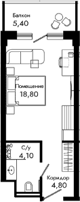 Продается 1-комн. квартира, 27.7 м²