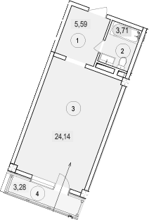 Продается 1-комн. квартира, 33.44 м²