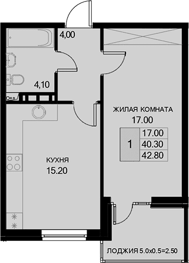 Продается 1-комн. квартира, 40.3 м²