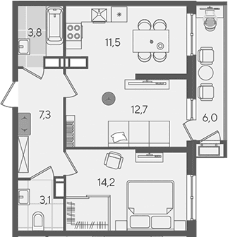 Продается 2-комн. квартира, 52.6 м²