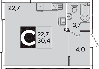 Продается 1-комн. квартира, 30.4 м²