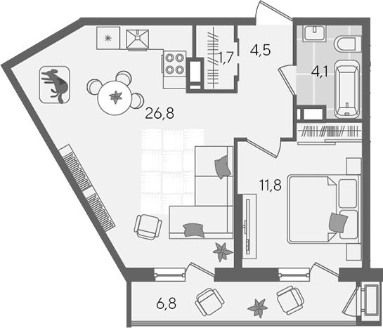 Продается 2-комн. квартира, 48.9 м²