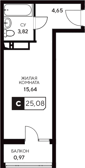 Продается 1-комн. квартира, 24.11 м²