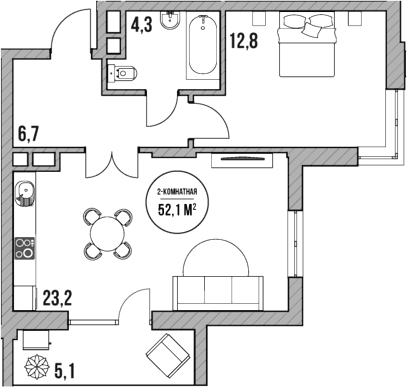 Продается 2-комн. квартира, 47 м²