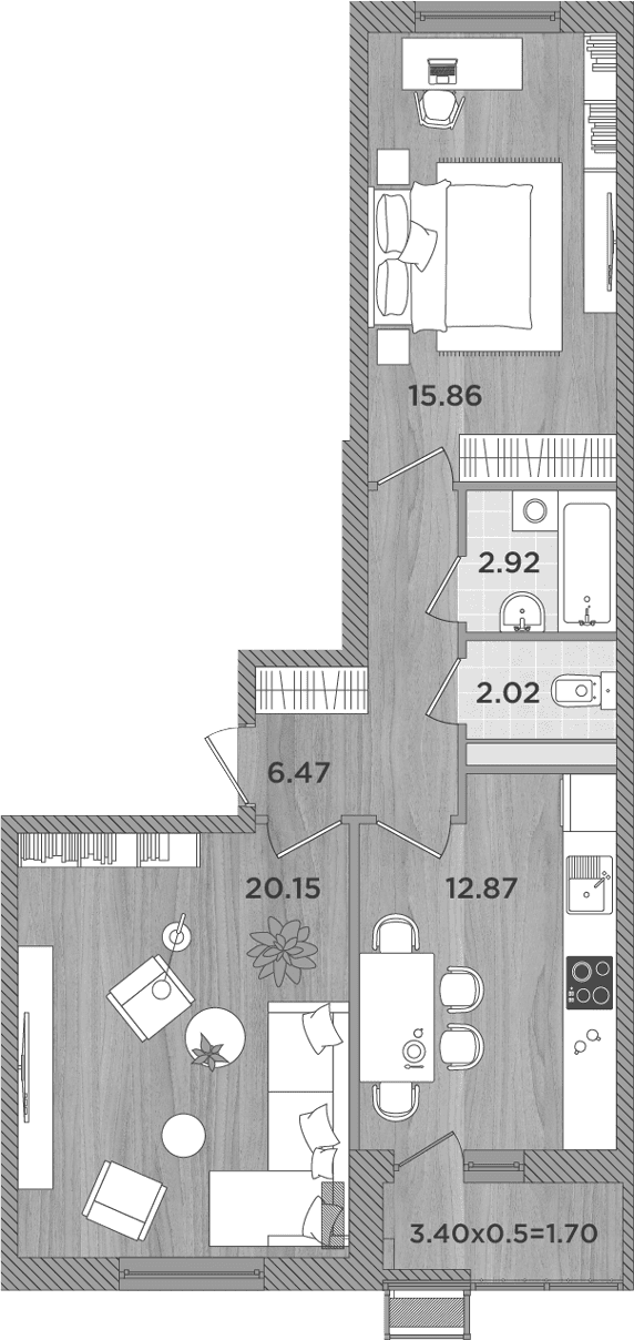Продается 2-комн. квартира, 60.29 м²