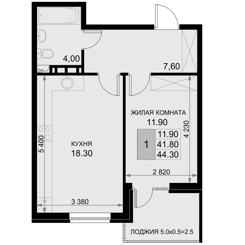 Продается 2-комн. квартира, 41.8 м²