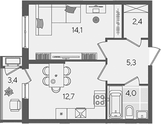 Продается 1-комн. квартира, 38.5 м²