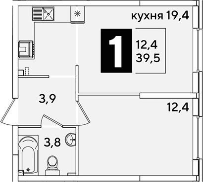 Продается 2-комн. квартира, 39.5 м²