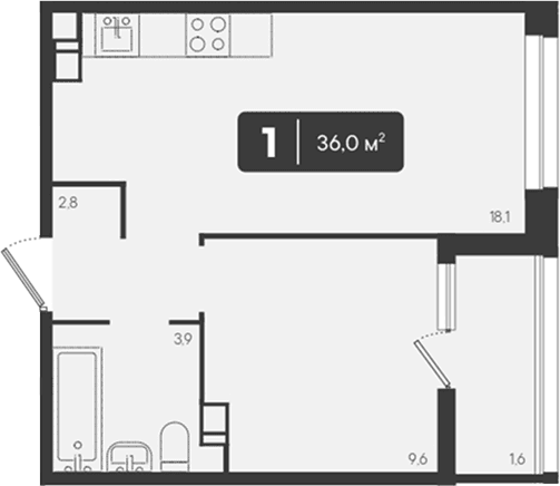 Продается 1-комн. квартира, 34.4 м²