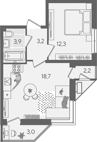 Продается 2-комн. квартира, 38.1 м²