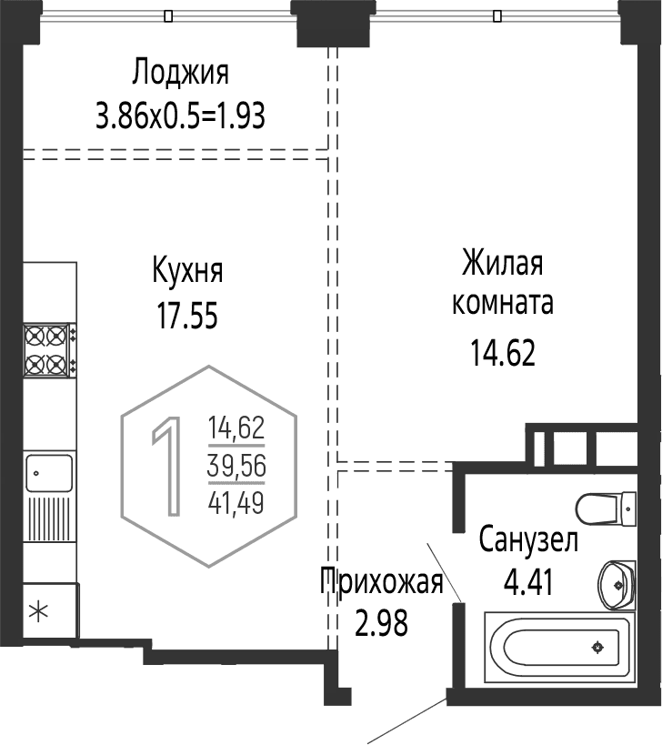 Продается 2-комн. квартира, 39.56 м²
