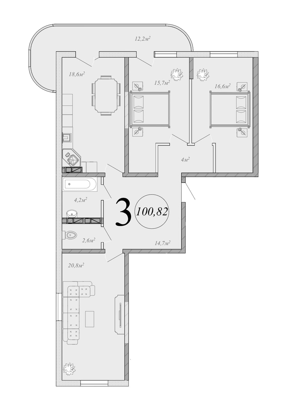 Продается 4-комн. квартира, 97.16 м²