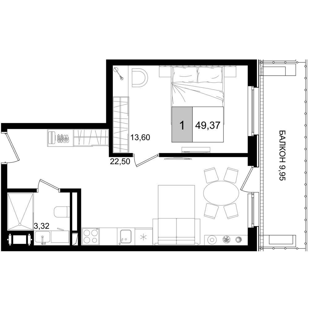Продается 2-комн. квартира, 39.42 м²