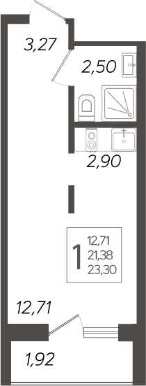 Продается 1-комн. квартира, 21.38 м²