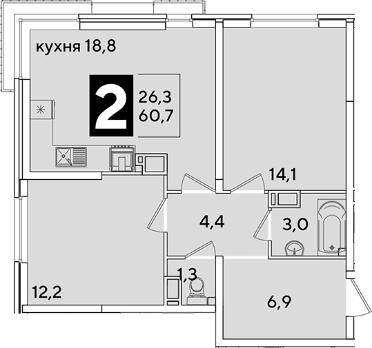 Продается 3-комн. квартира, 60.7 м²