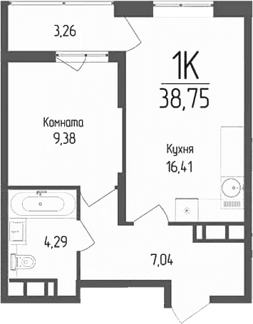 Продается 1-комн. квартира, 37.12 м²
