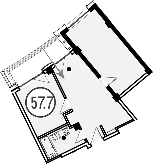 Продается 1-комн. квартира, 57.7 м²